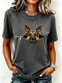 Schönes T-Shirt für Frauen mit Deutschem Schäferhund in Dunkelgrau