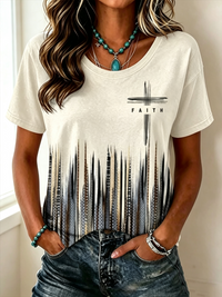 Frauen-T-Shirt mit Glaubensmotiv und kurzen Ärmeln in als bild