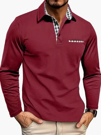 Herren Polo mit langen Ärmeln, elegante und informelle Stil für alle Gelegenheiten in Rot