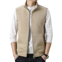 Strukturierte ärmellose Reißverschluss-Weste für Herren in Khaki