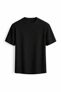 Strukturiertes Rundhals-T-Shirt für Herren in Schwarz