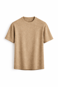 Strukturiertes Rundhals-T-Shirt für Herren in Beige