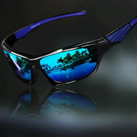Sport Sonnenbrille Unisex Polarisiert UV Schutz Outdoor Brille in Blau