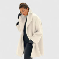 Susanne | Damen Eleganter Reverskragen Herbstmantel in Weiß