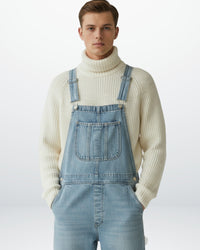 Sven | Herren Lässige Taschen Denim Latzhose in Hellblau