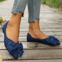 Sylvara | Damen Spitze Ballerinas mit Schleife in Dunkelblau