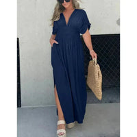 Tara | Maxikleid mit V-Ausschnitt in Marineblau