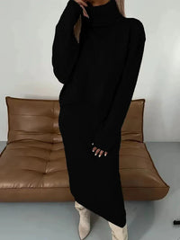 Thalina | Zweiteiliges Strick-Set mit Kleid und Pullover in Schwarz