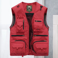 Tobias | Herren Atmungsaktive Outdoor Multitaschen Weste in Rot