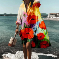 Traudl | Damen Sommerkleid In Midi Länge Mit Print in Orange