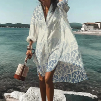 Traudl | Damen Sommerkleid In Midi Länge Mit Print in Hellblau