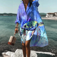 Traudl | Damen Sommerkleid In Midi Länge Mit Print in Dunkelblau