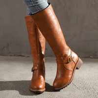 Oda | Damen Lässige Kniehohe Orthopädische Stiefel in Braun