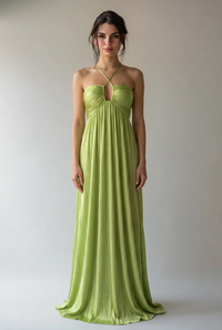 “Ana” Maxi Dress in Hellgrün