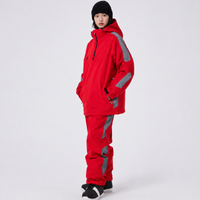 Unisex-Skianzug mit Kapuze und halbem Reißverschluss in Rot
