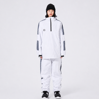 Unisex-Skianzug mit Kapuze und halbem Reißverschluss in Weiß