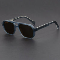 Unisex-Sonnenbrille mit Doppelsteg in quadratischer Form in Schieferblau
