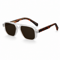 Unisex-Sonnenbrille mit Doppelsteg in quadratischer Form in Eis & Schildpatt