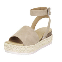 Ursula | Damen Plateau Keilsandaletten mit Espadrille Sohle in Khaki