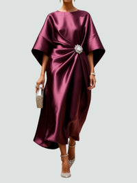 Ute | Damen Elegantes Weiten Ärmeln Abendkleid in Rot