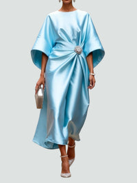 Ute | Damen Elegantes Weiten Ärmeln Abendkleid in Hellblau