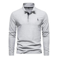 Langärmliges Poloshirt für Herren in Grau