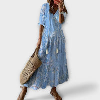 Ginerva™ - Bohemian Maxi Kleid in Hellblau