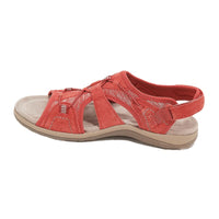 Heidi - Damen Sandalen mit Klettverschluss und Mesh-Einsätzen in Rot