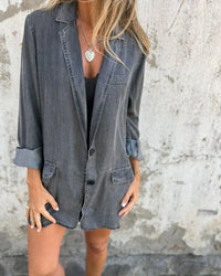 Lea | Eleganter Damenblazer aus klassischem Denim in Grau