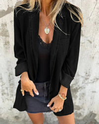 Lea | Eleganter Damenblazer aus klassischem Denim in Schwarz