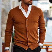 Herren Weste Cardigan Langarm Herbst Winter in Dunkelbraun