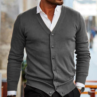 Herren Weste Cardigan Langarm Herbst Winter in Grau
