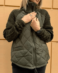 Elena | Damen Cardigan mit langen Ärmeln und Taschen in Olivgrün