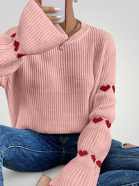 Amore | Eleganter gerippter Damenpullover in Rosa