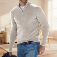 Herren V Ausschnitt Pullover Strickpullover Langarm Casual in Beige