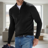 Herren V Ausschnitt Pullover Strickpullover Langarm Casual in Schwarz