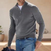 Herren V Ausschnitt Pullover Strickpullover Langarm Casual in Grau