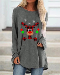 Damen Festlicher Langer Pullover Bequem Strick in Grau