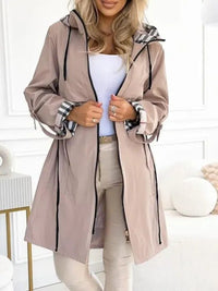 Nadine | Damen Lässig Kapuzen Trenchcoat in Beige