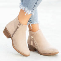 Damen Stiefeletten Knöchelstiefel Schuhe Casual Herbst Winter in Beige