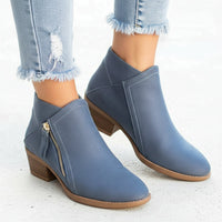 Damen Stiefeletten Knöchelstiefel Schuhe Casual Herbst Winter in Blau