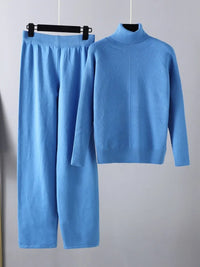Leah | Zwei-Teile Lounge-Set aus Kabelstrick in Blau