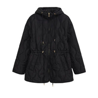 Abbie Kapuzen-Steppjacke mit Kordelzug in Schwarz