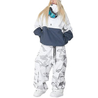 Zweiteiliges Anorak- und Cargohosen-Set für Damen in Grau